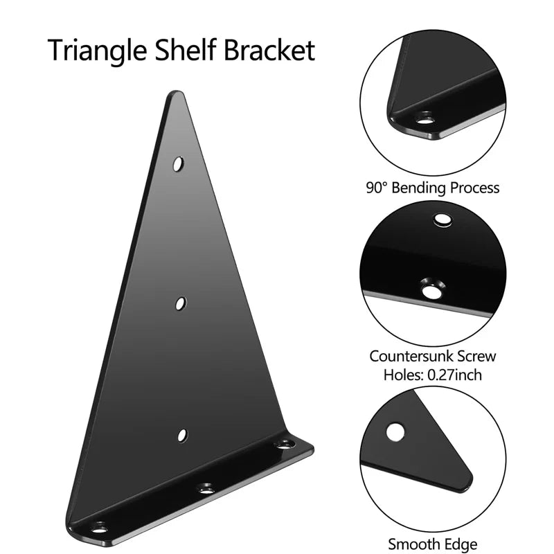 Concealed Shelf Bracket, Black, Size Options