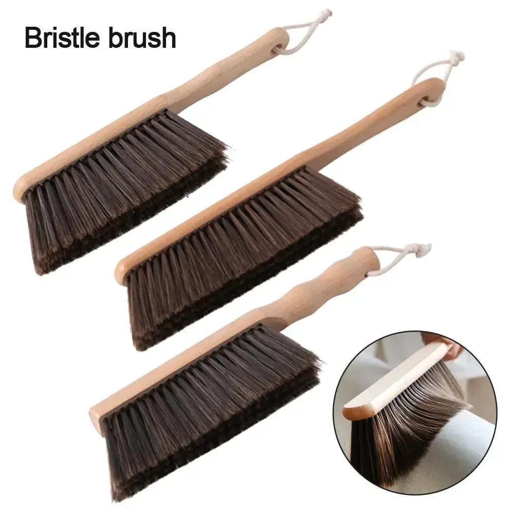 1PCS/2PCS Natural Wood Bristles Brush Anti-static Desktop Bar Grinder Coffee Powder Cleaning Brushes Domestic Bed Sweeping Broom