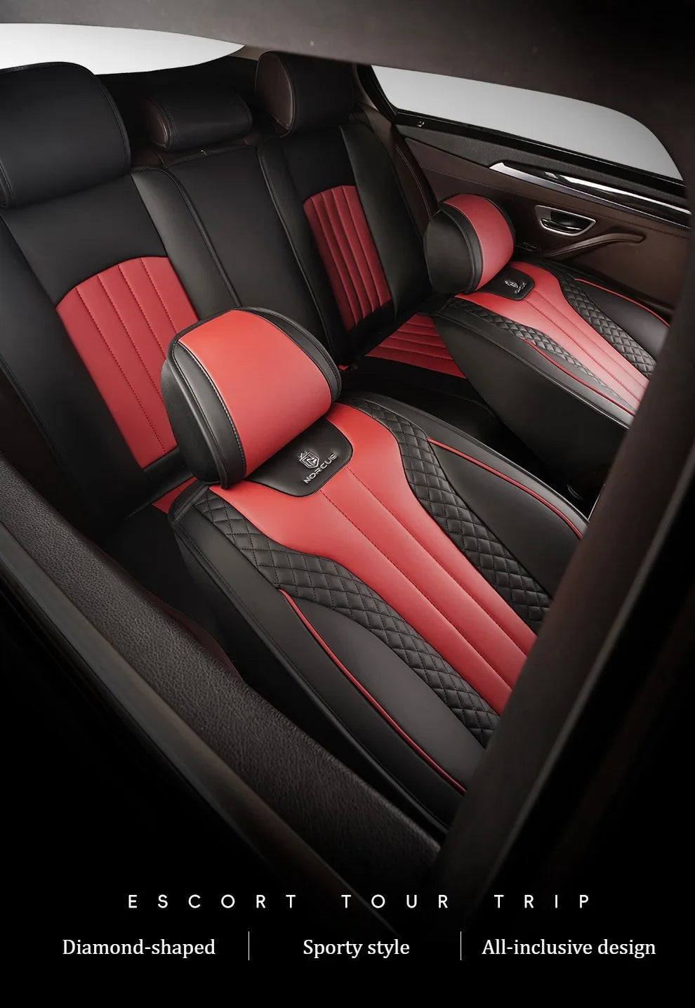 Спортивні чохли на автомобільні сидіння з 5 місцями з ПУ шкіри з 3D вишивкою