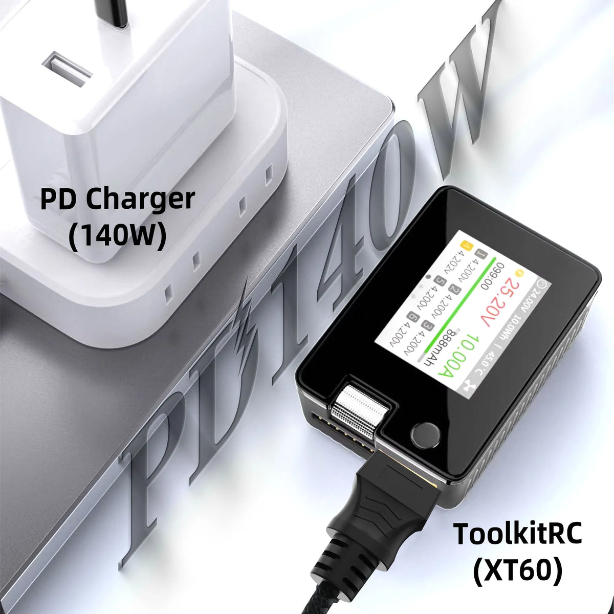 Nabíjací kábel USB-C na XT60 samica, rôzne dĺžky