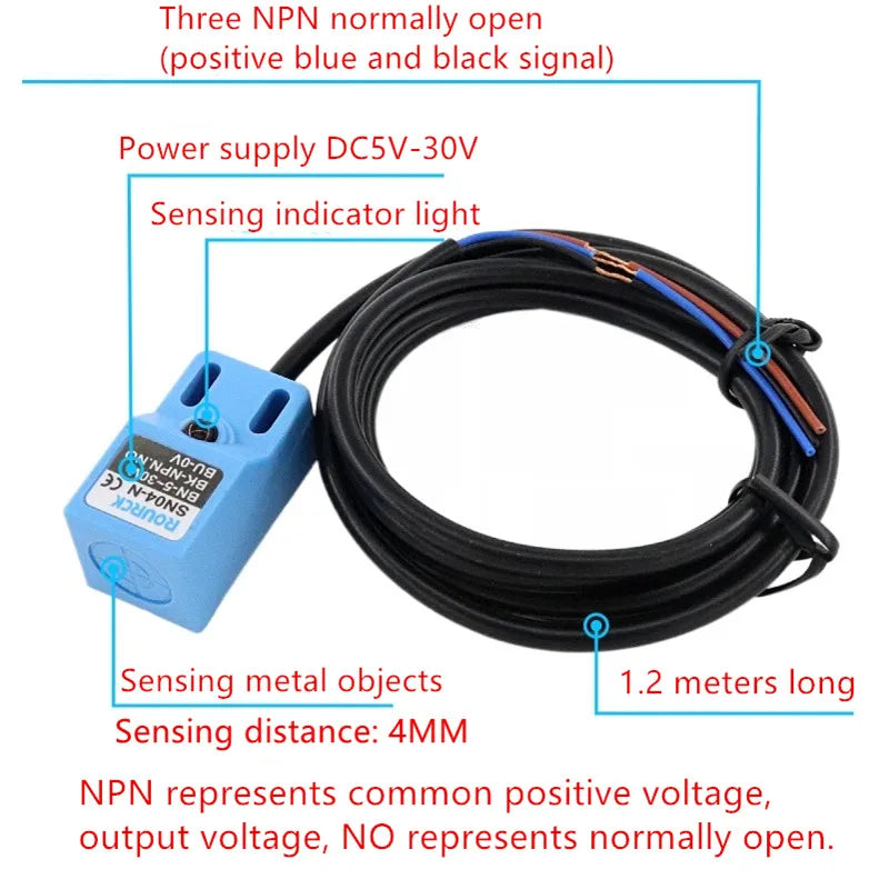 Sensor de metal SN04-N, interruptor de proximidad de tres cables NPN normalmente abierto, sensor de límite de CC de 5 V-30 V, 4 mm