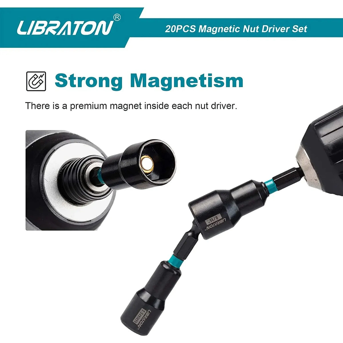 20-Piece Magnetic Nut Driver Set, Metric and SAE