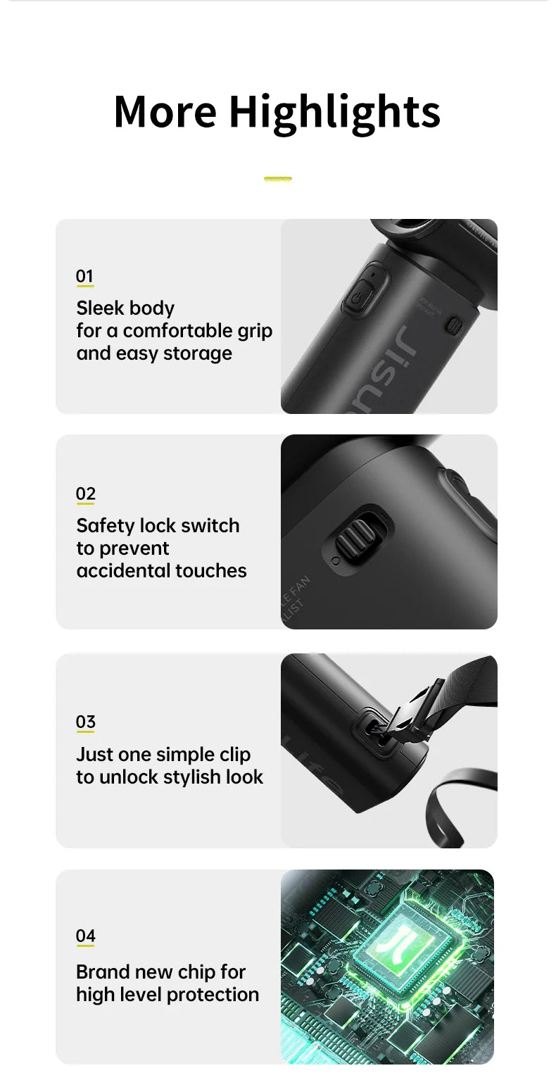 JISULIFE Handheld Turbo Fan 5 Speeds, 5000mAh Rechargeable