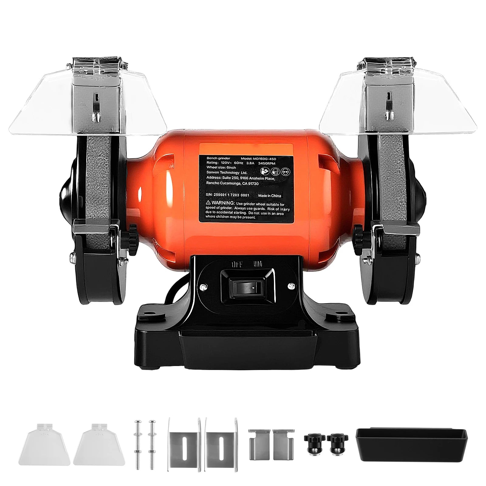 6 İnç Tezgah Taşlama Makinesi 3450RPM Çift 36/60 Kum Tekerlekli