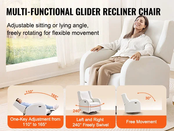 Sillón reclinable eléctrico giratorio con reclinación de 165° y rotación de 240°