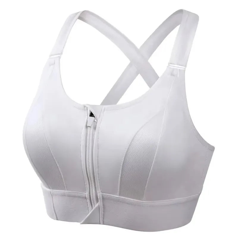 Sports Bras For Women Front Zipper Adjustable Strap Shockproof Elastic Fitness Athletic Brassiere Slim Yoga Crop Top