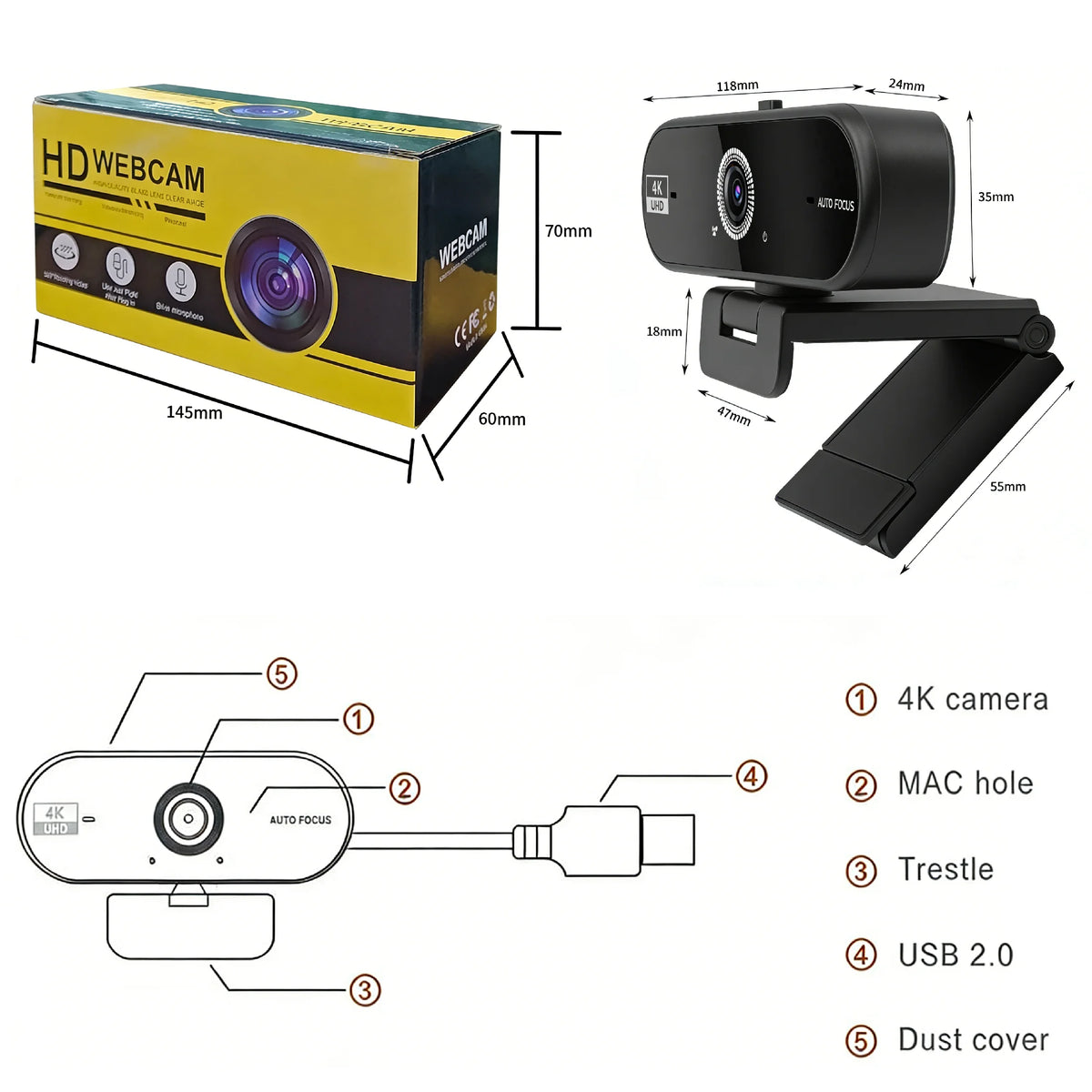 W08 USB-Webcam mit Autofokus