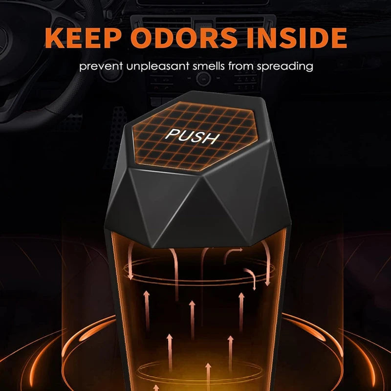 Car Trash Can (with Lid) Portable Car Dustbin Auto Trash Bags Mini Garbage Bin Leakproof Vehicle Garbage Can Car Accessories