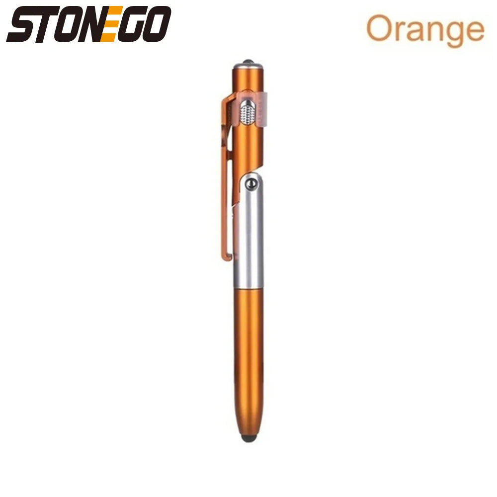 STONEGO Multifunction 4-in-1 Foldable Ballpoint Pen Stylus (Flashlight + Support) for Tablet Cellphone