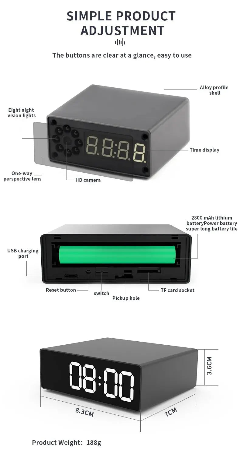 Upgrade 1080P WiFi clocks cameras, Infrared night vision, Motion detection,Remote viewing,Home monitoring cameras