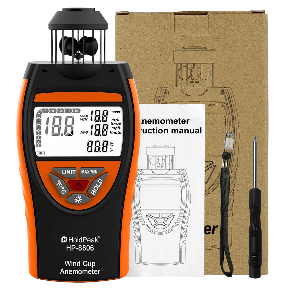 Cup Anemometer with Temperature Display