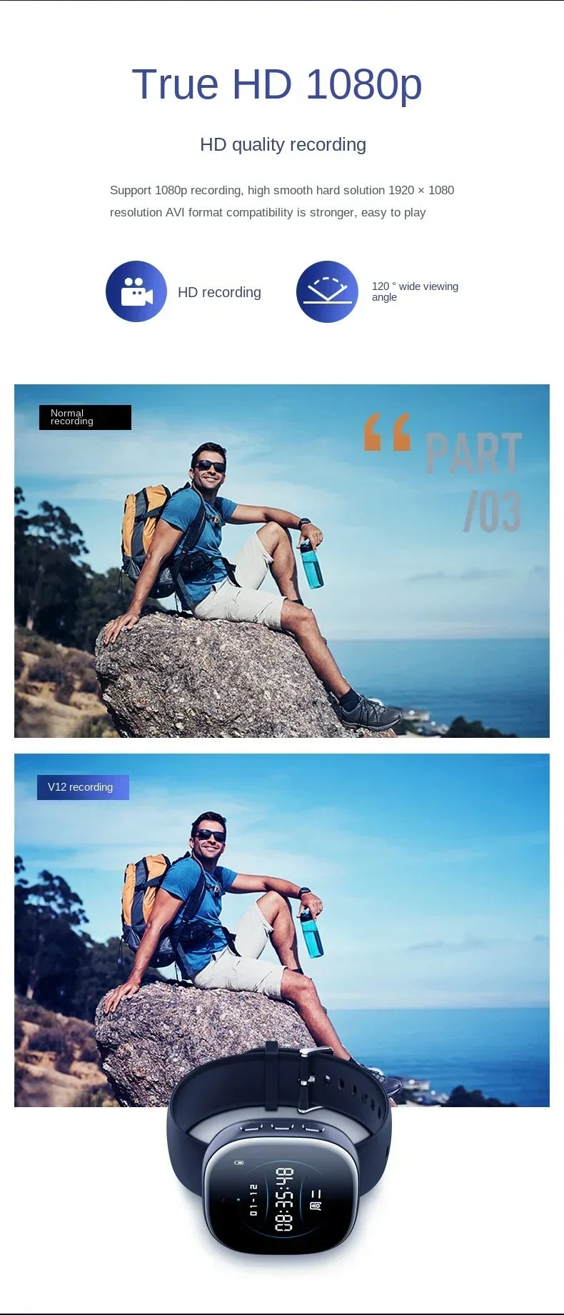 1080P Watch Mini Camera with Audio Recording