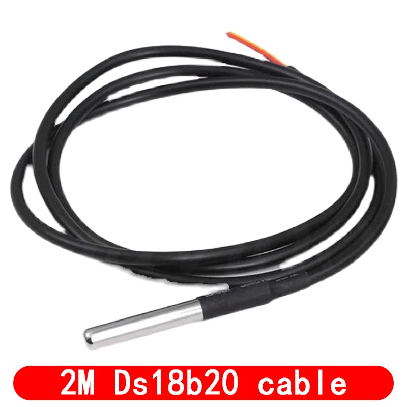 DS18B20-vandtæt temperatursensorprobe med kabel og adaptermuligheder