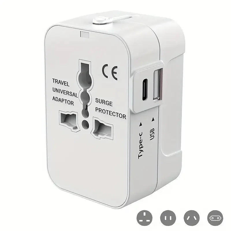 HHT202 Travel Plug Adapter with USB Ports