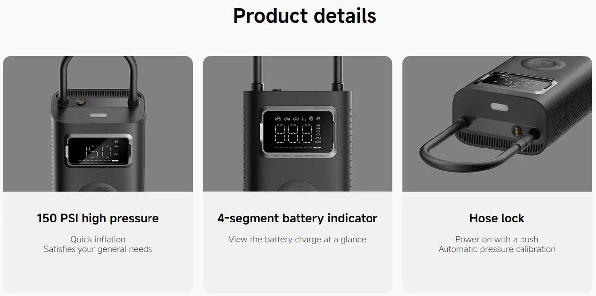 Xiaomi Mijia Portable Air Compressor 2 / 2D / 2PRO, Smart Digital Tire Pressure Detection Inflator, Portable Electric Air Pump