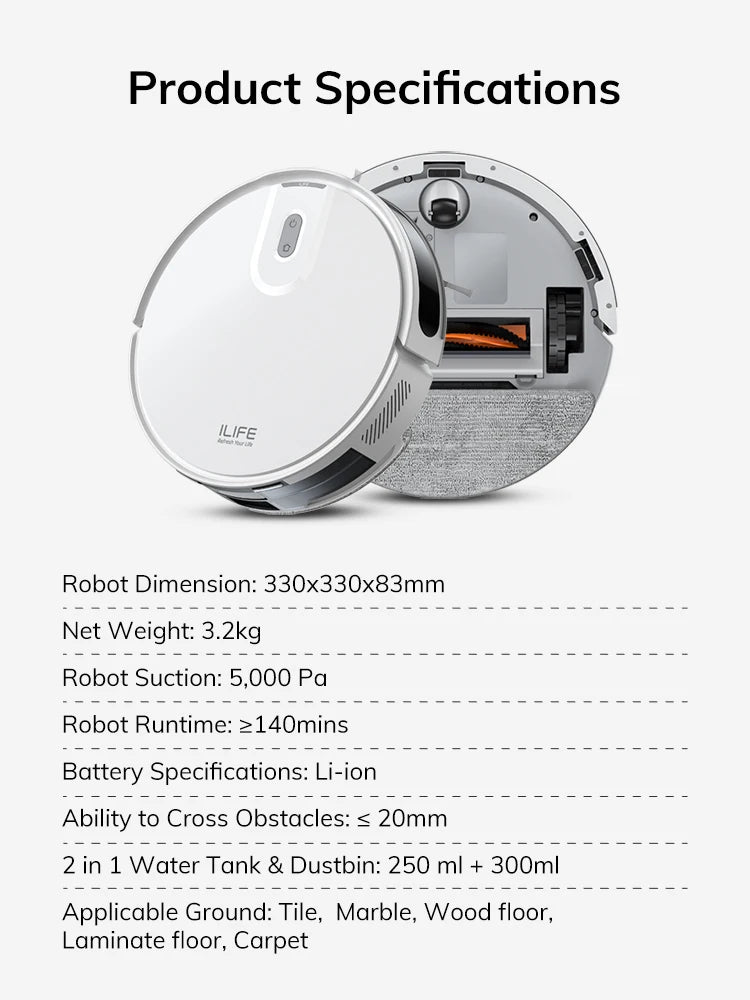 ILIFE V20 Robot Vacuum Cleaner with Powerful Suction and Smart Navigation