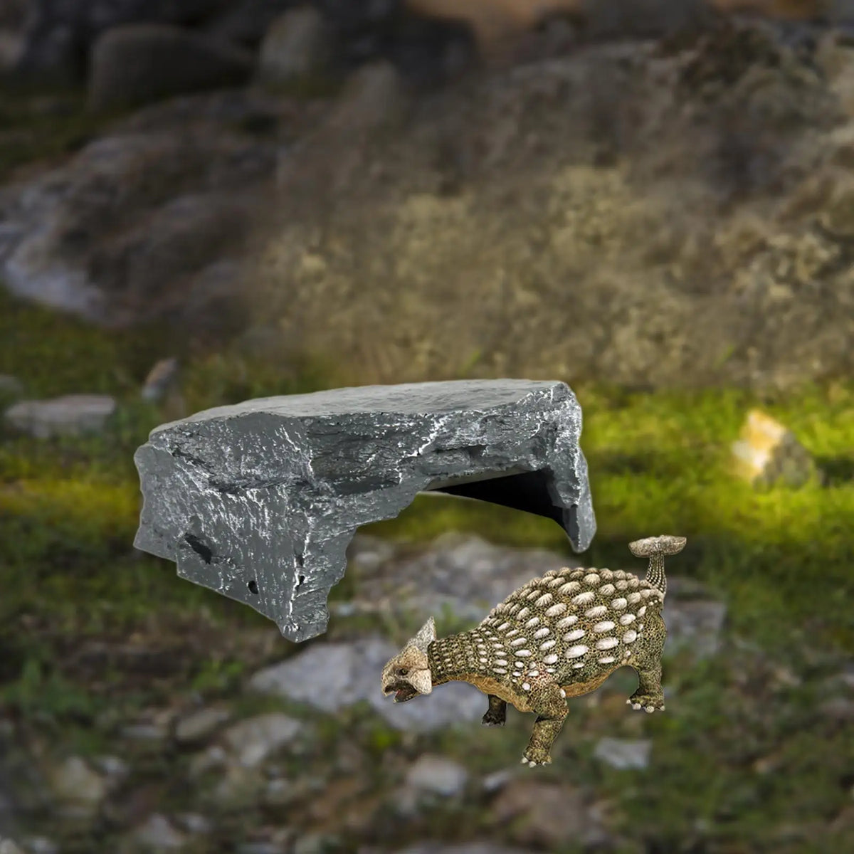 Reptilienfelsenhöhle und Sonnenplattform aus Kunstharz