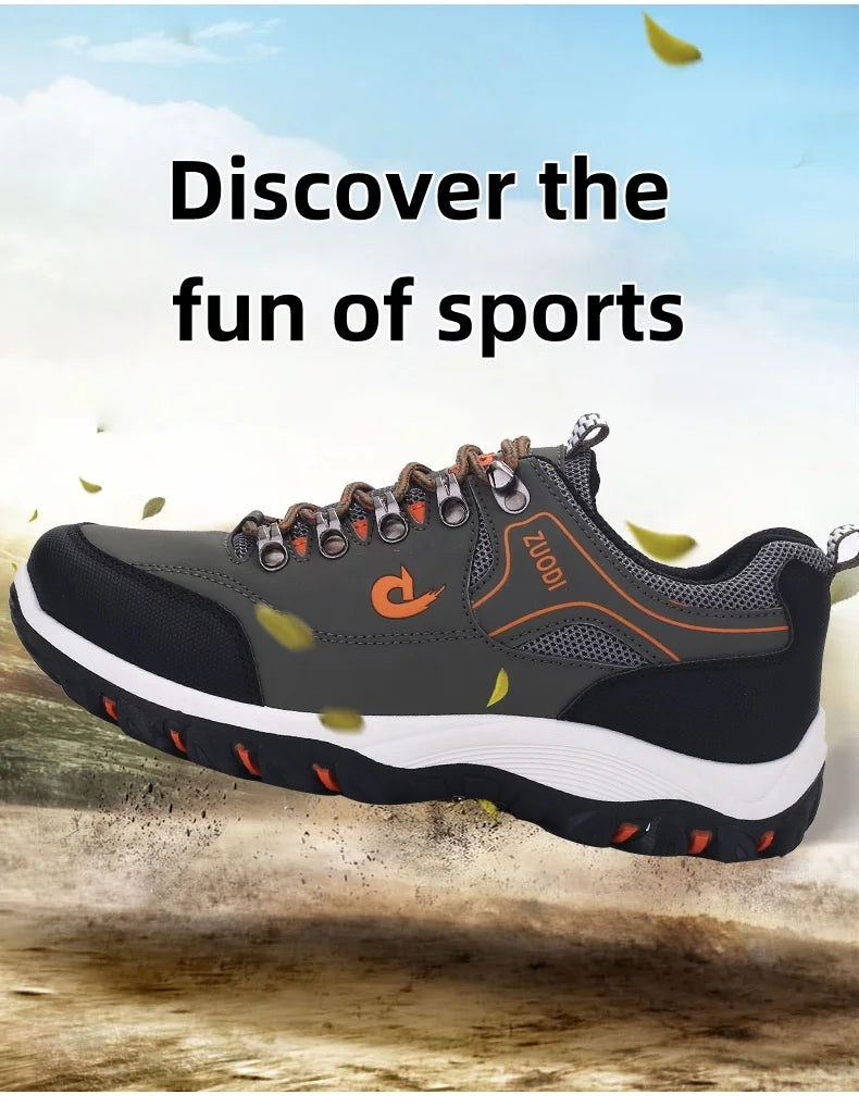 Autumn And Winter Models, Men's Waterproof Hiking Shoes, Outdoor PU Leather Sports Shoes, Wear-Resistant, Walking, Tactical