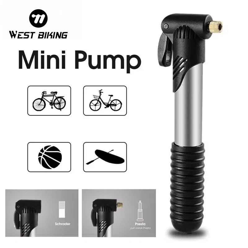 WEST BIKING Prijenosna mini pumpa za bicikl pumpa za zrak na ruke za ventil za kugle i gumene gume Schrader Presta ventili MTB cestovni bicikl dodaci