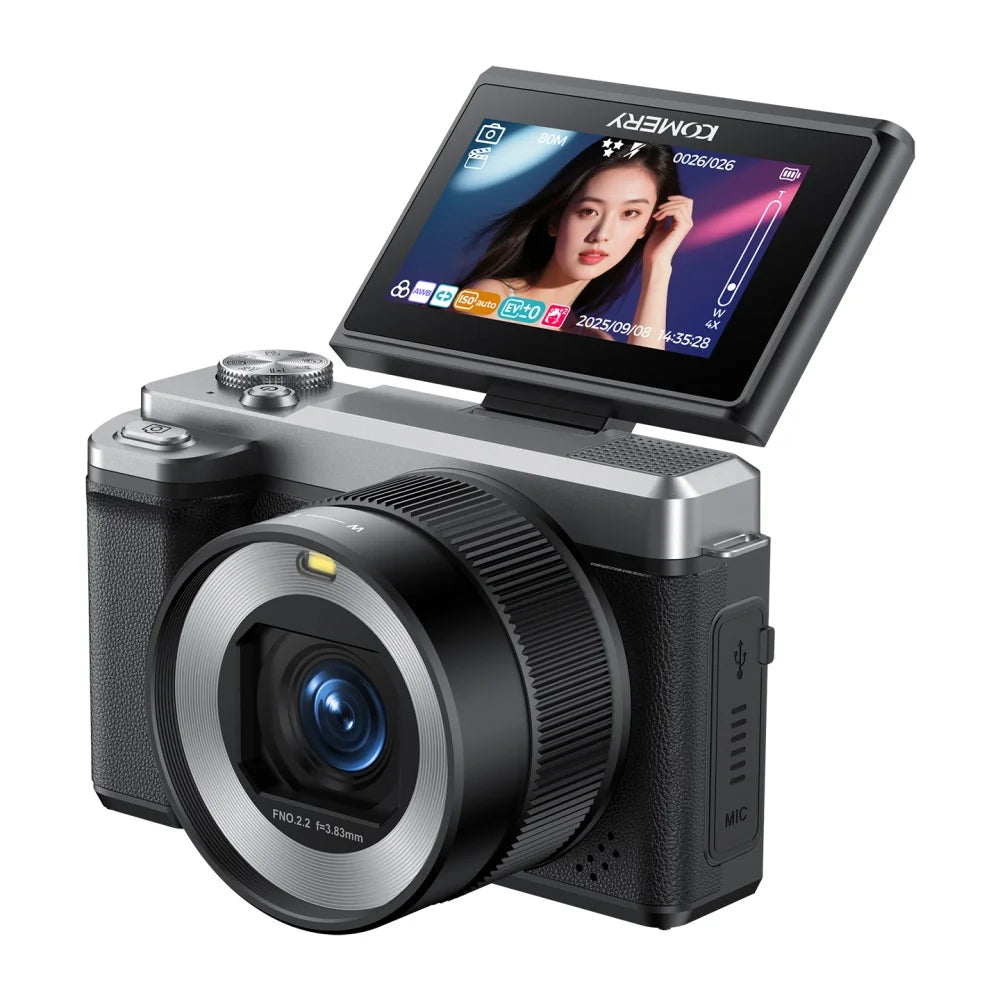 5K Digital Camera 80MP Dual Lens with Flip Screen & WiFi