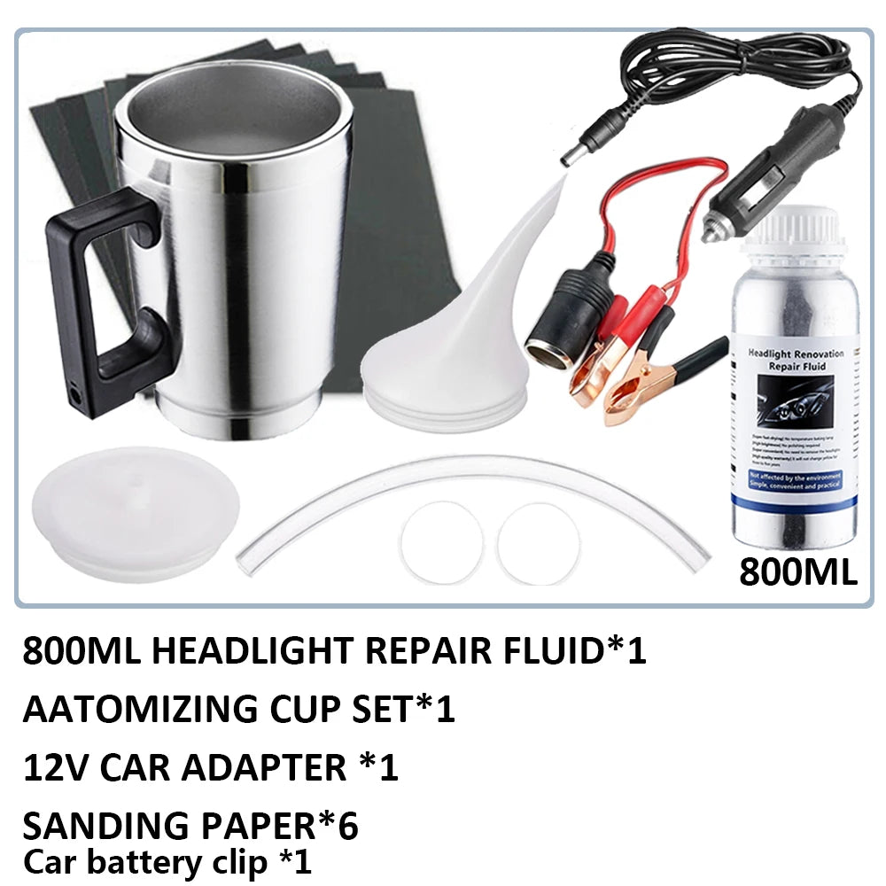 Car Headlight Restoration Polish Kit – 800ML Liquid Polymer System