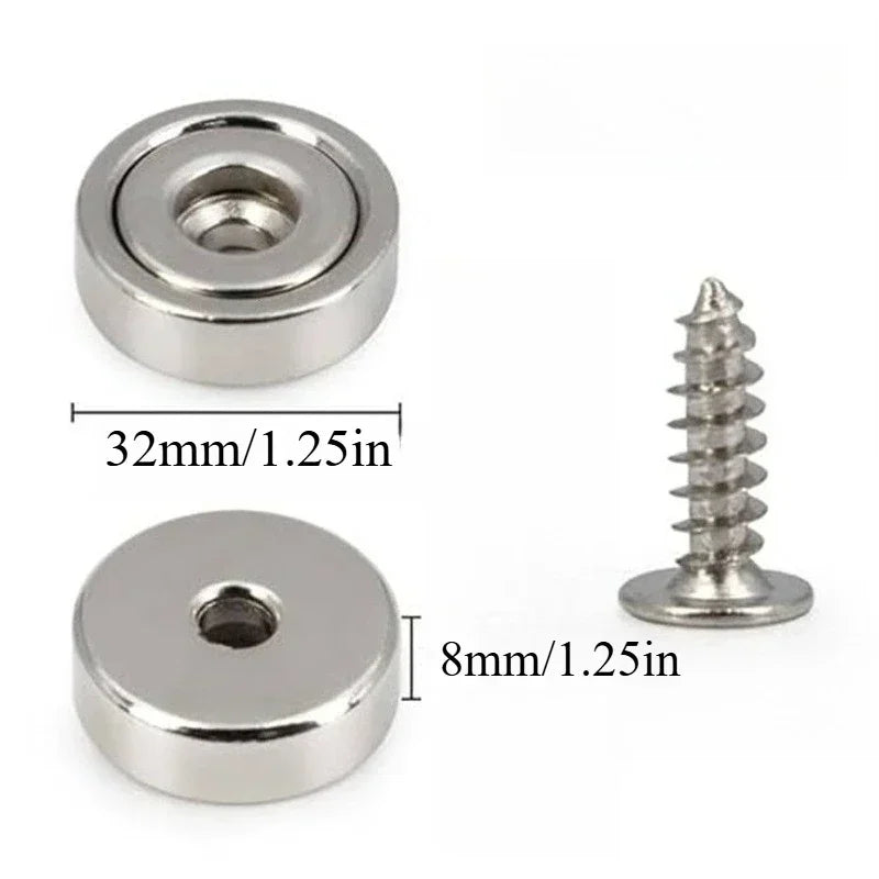 Countersunk Hole Round Magnets Multi Use For Refrigerator Whiteboard Warehouse Tool Snack Storage Holders
