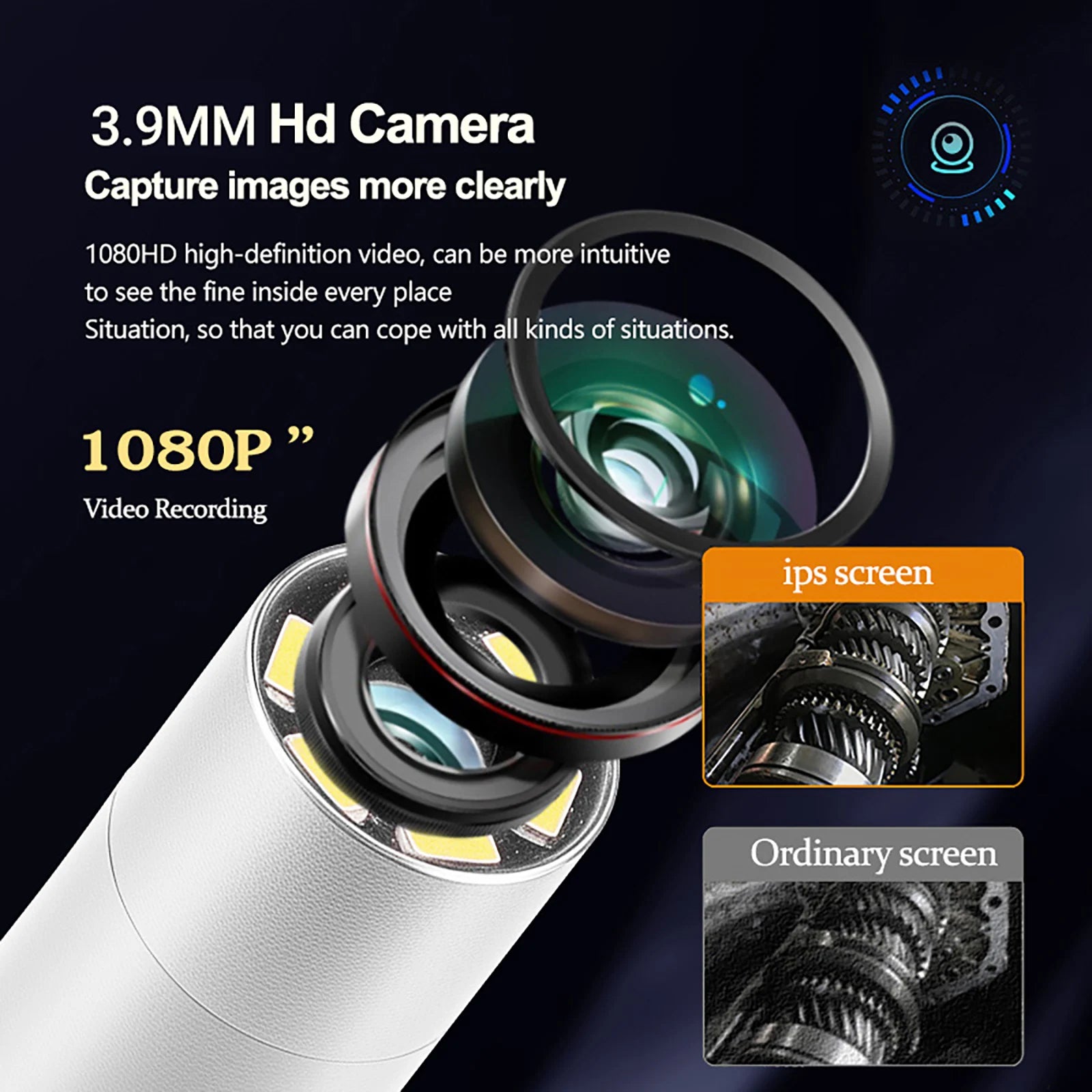 Articulating Borescope Camera 4.3 Inch 1080P HD IP67 Probe