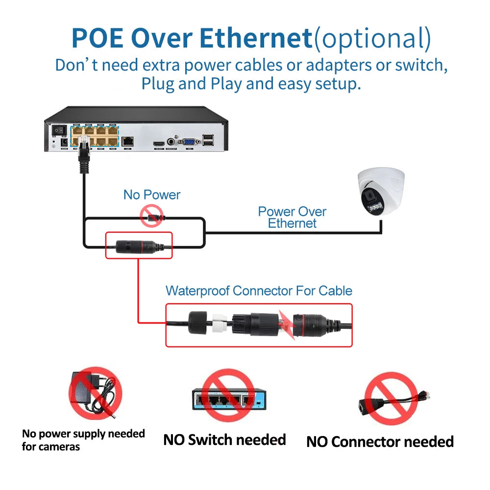 4K 8MP PoE IP Dome Security Camera with Audio and Color Night Vision
