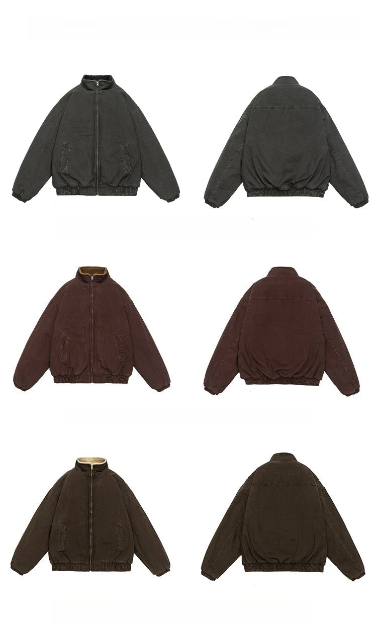 Japanese Vintage Polar Fleece Jacket Men Winter High Quality Thick Jacket Korean Streetwear Loose Couple Trendy Warm Coat Male