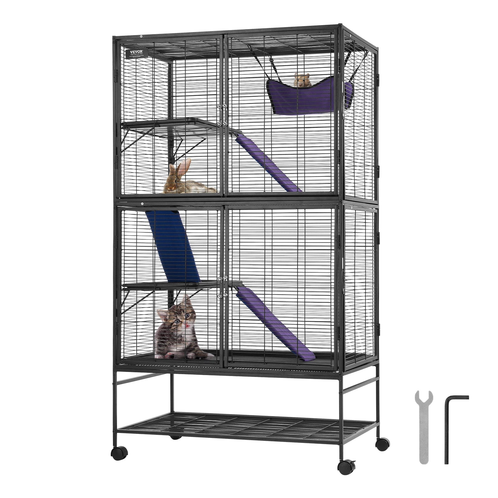 Rolling Metal Ferret Cage with 4-Tier Critter Habitat