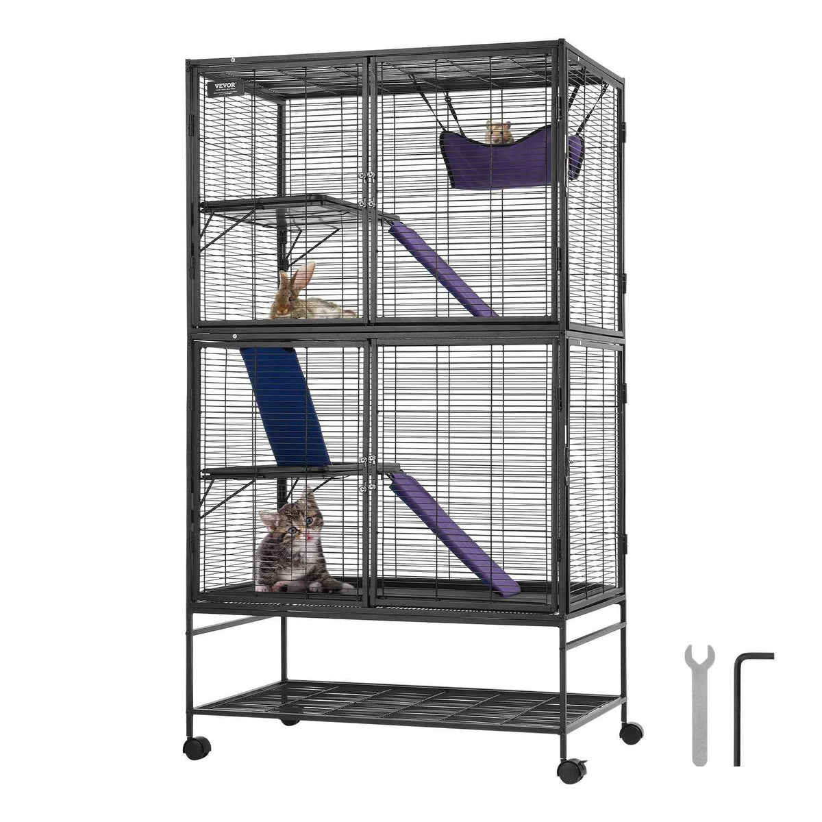 Rolling Multi-Level Small-Animal Cage