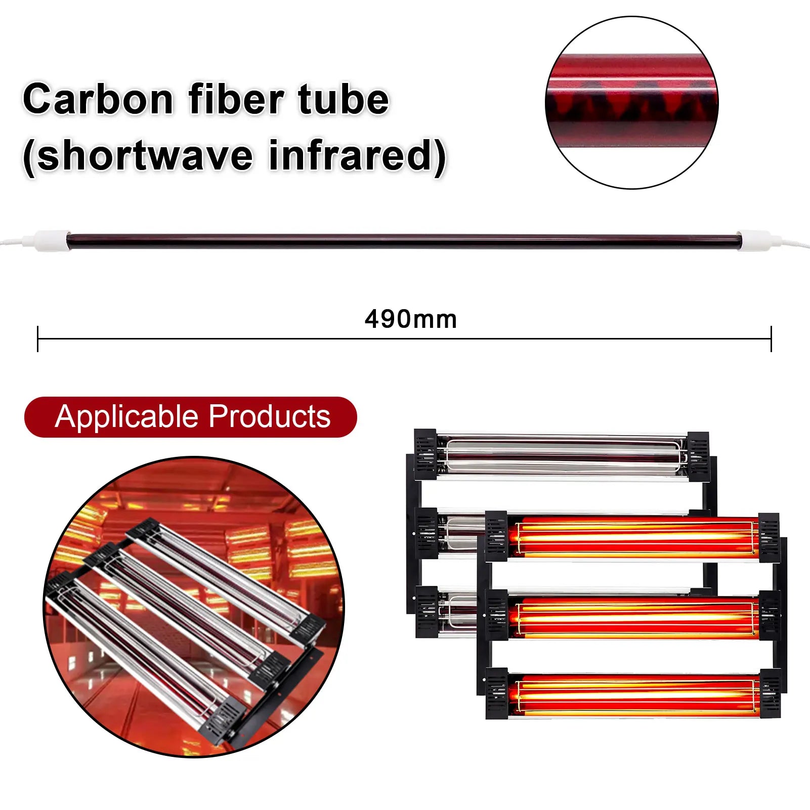 1000W Infrared Halogen Heating Lamp for Paint Drying & Curing