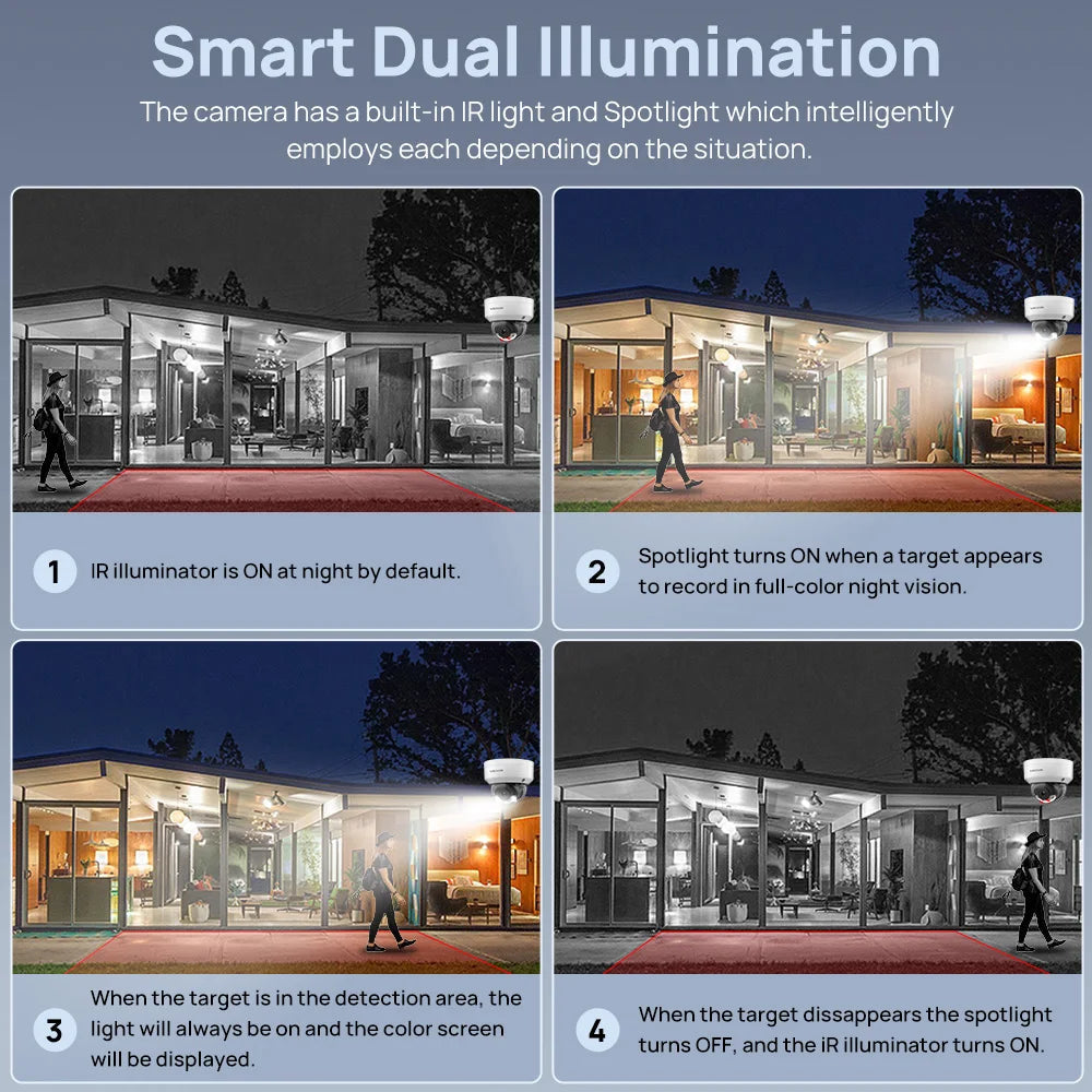 Vikylin Hikvision OEM Dome IP Camera 5/8MP Smart Hybrid Light MD2.0 Outdoor IK10 Video Surveillance Home CCTV Security Camera