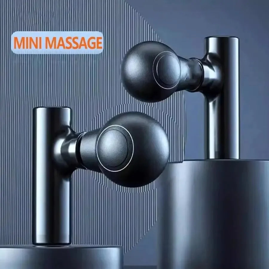 Compact Black Percussion Massage Gun with Four Heads