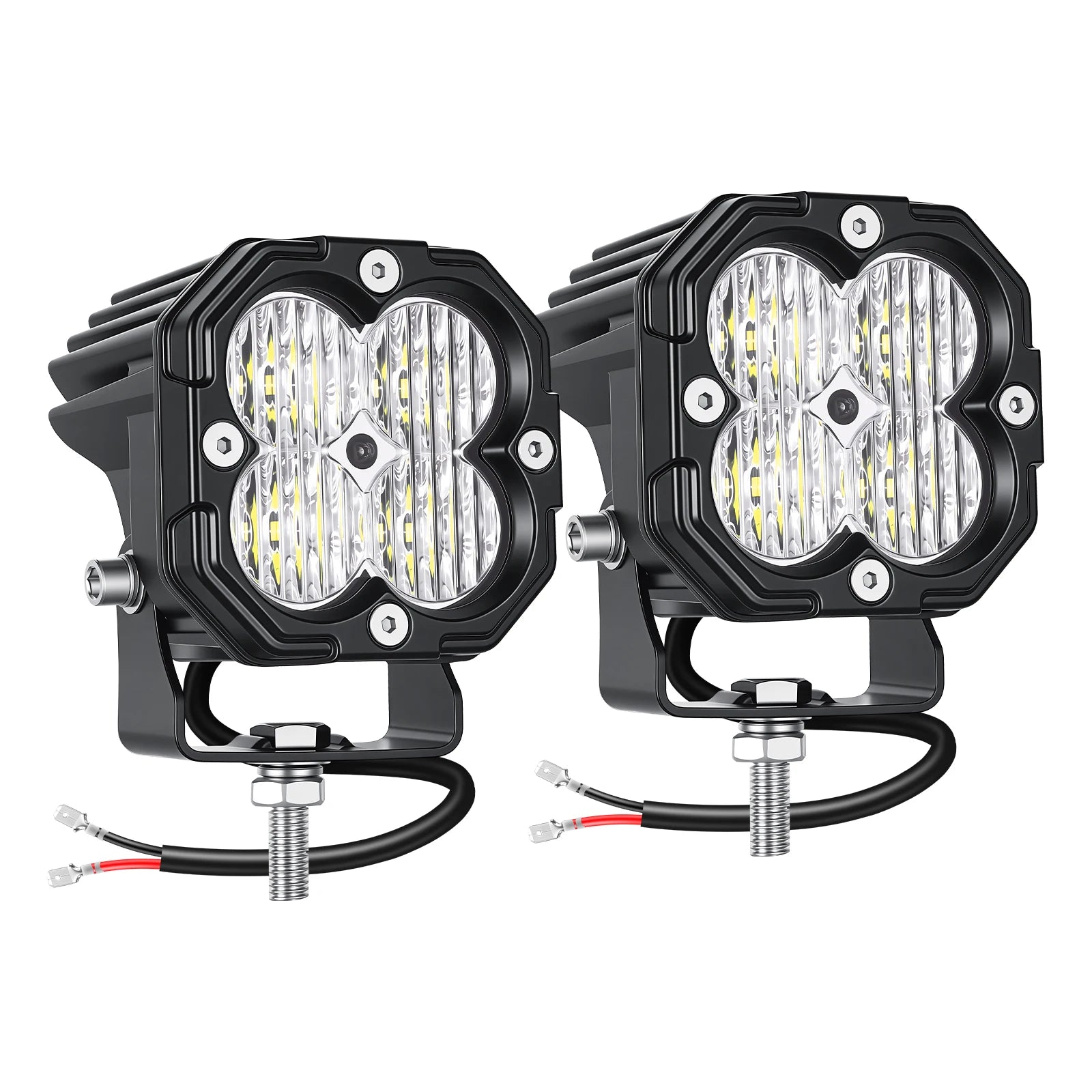 3 inch 30W Amber Yellow White Cube LED Pod Light Spot Flood Combo Beam Work Lights,Off-Road Driving Lamp for ATV, SUV,Motorcycle