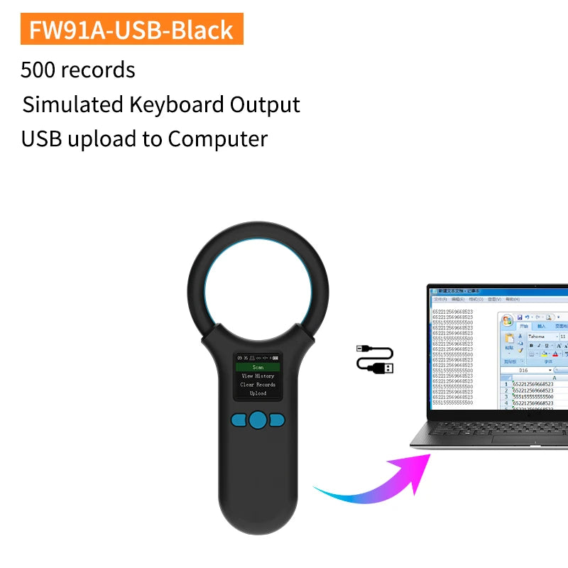 FW91A Animal RFID Microchip Reader - USB/Bluetooth