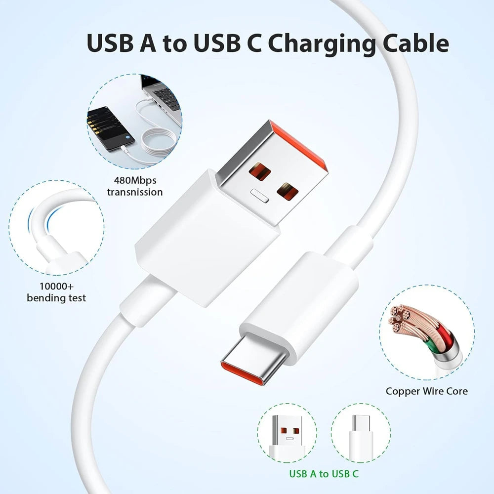 90W EU Wall Charger for Xiaomi, Redmi and POCO with Type-C Cable