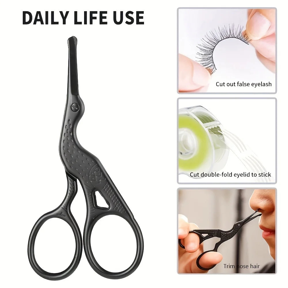Round Head Stainless Steel Nose Hair Scissors Stork Type BeautyScissors ForEyebrows Nose Hair Beard Ear Hair Eyebrow Scissors