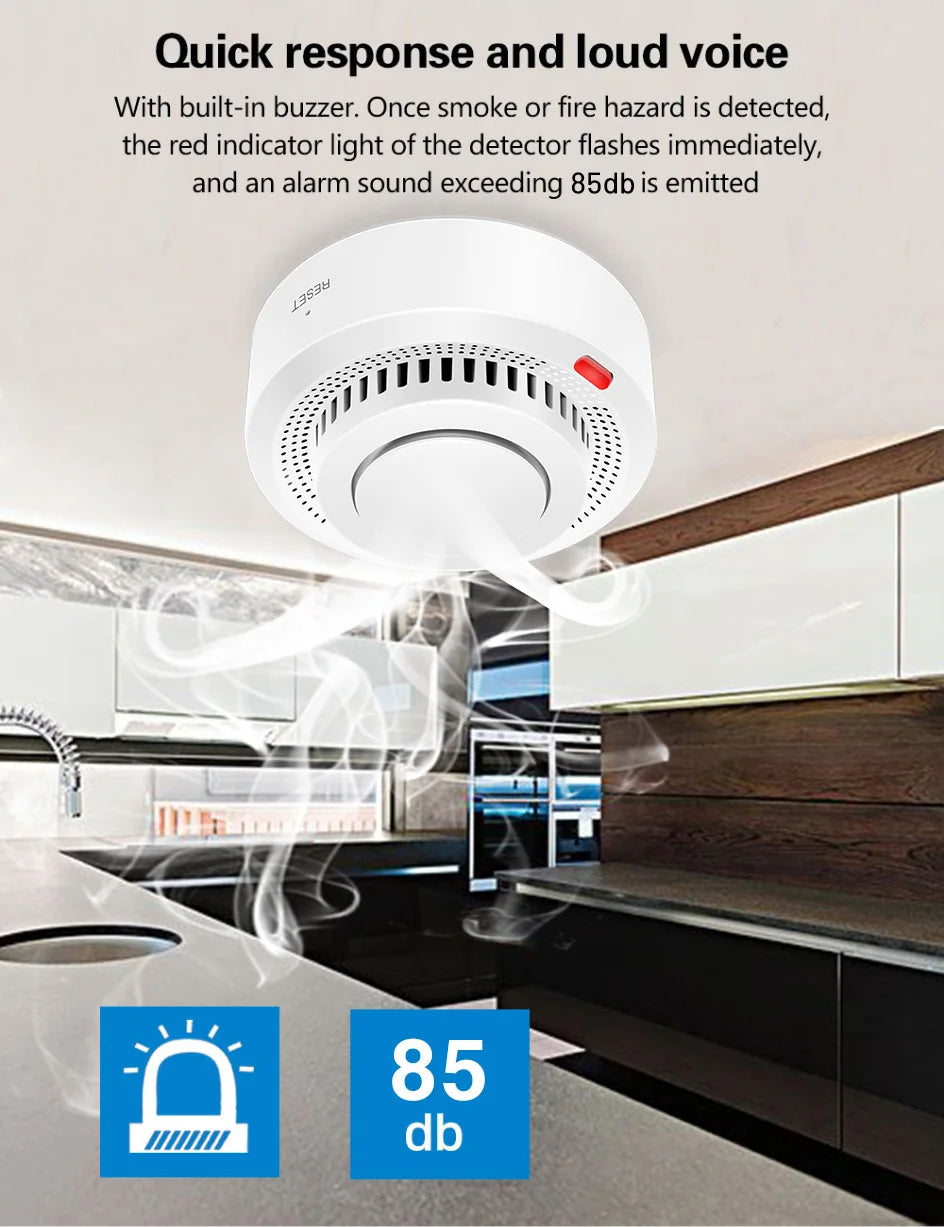 Tuya Smart WiFi Smoke Sensor Fire Protection Smoke Detector 85dB Sound Security System Firefighters Smartlife APP Control