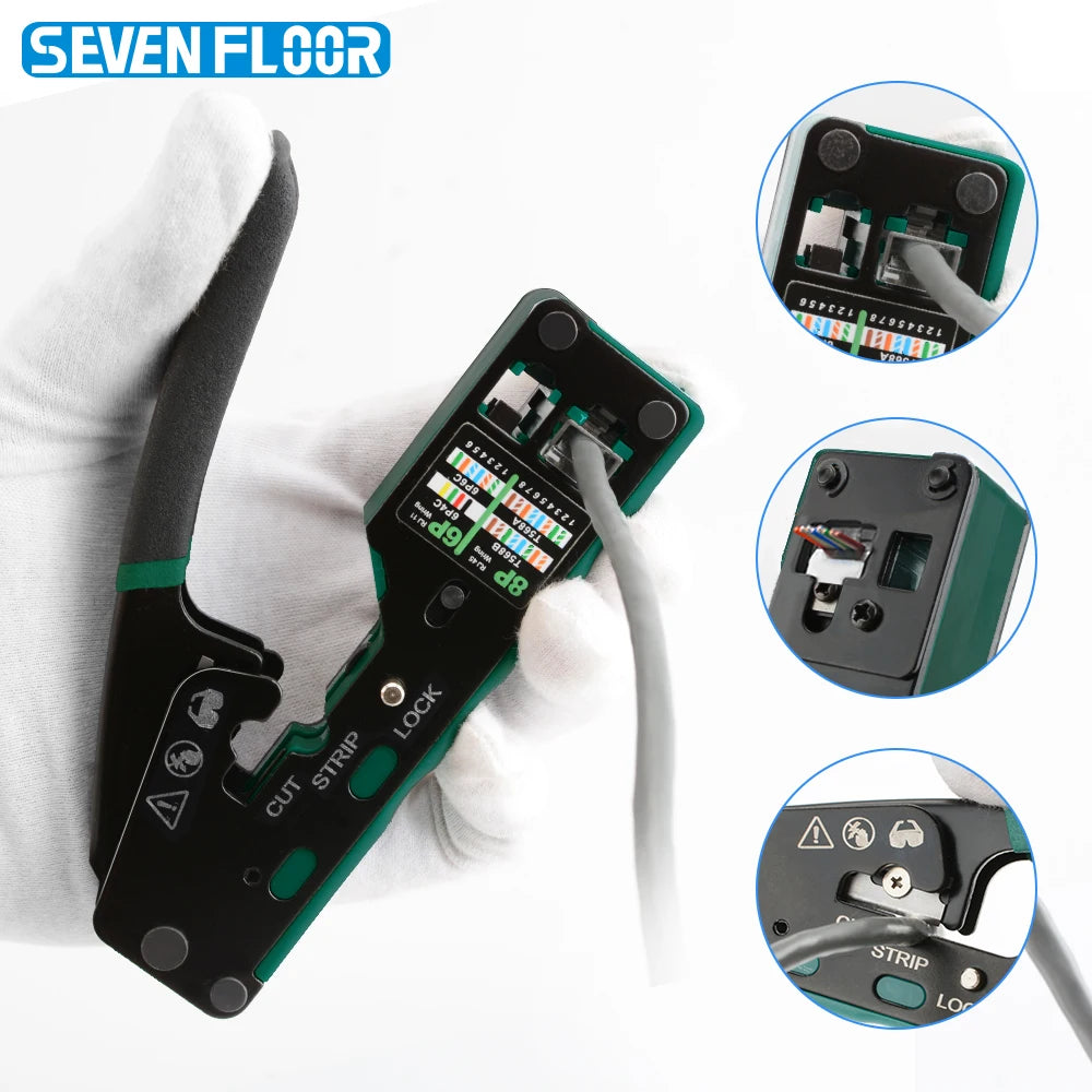 Pass-Through RJ45 Crimping Tool for Ethernet Cables
