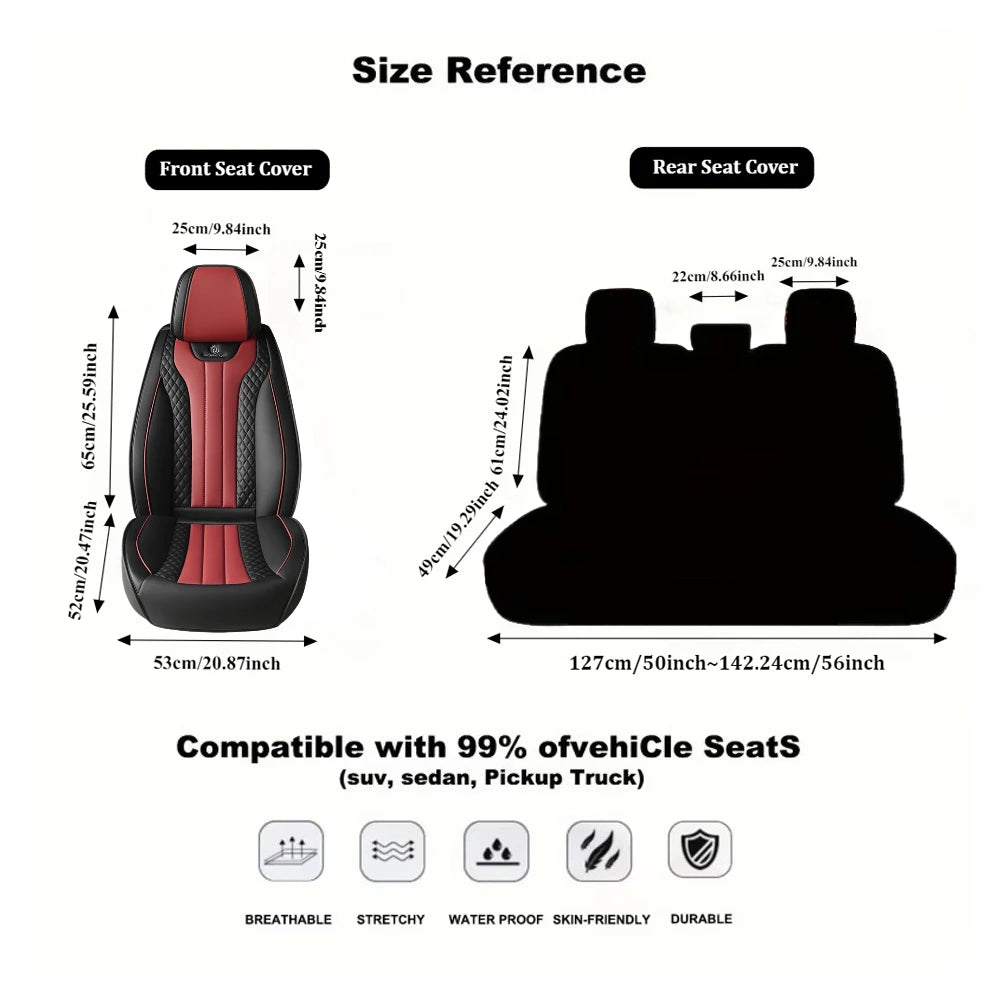 Спортивні чохли на автомобільні сидіння з 5 місцями з ПУ шкіри з 3D вишивкою