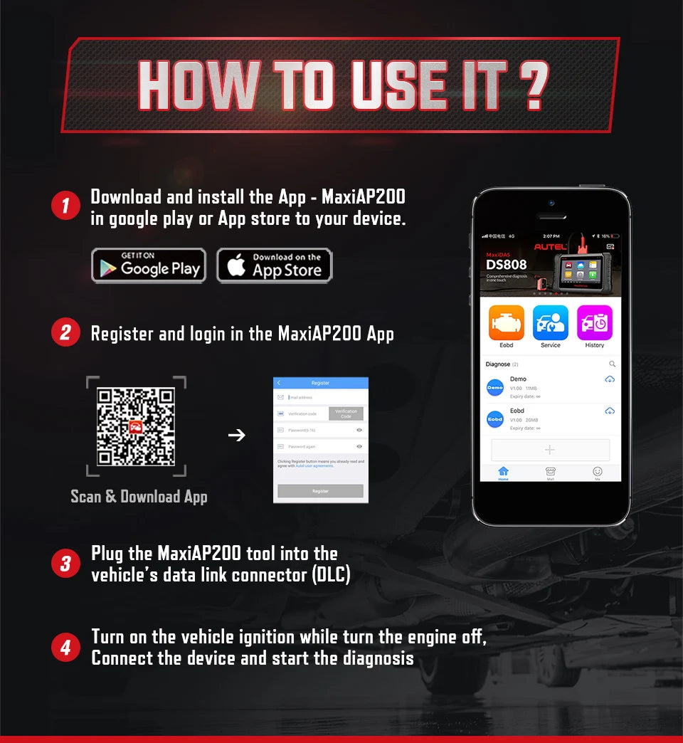 Autel AP200 Bluetooth OBD2 Scanner Full System Car Diagnostic Tool