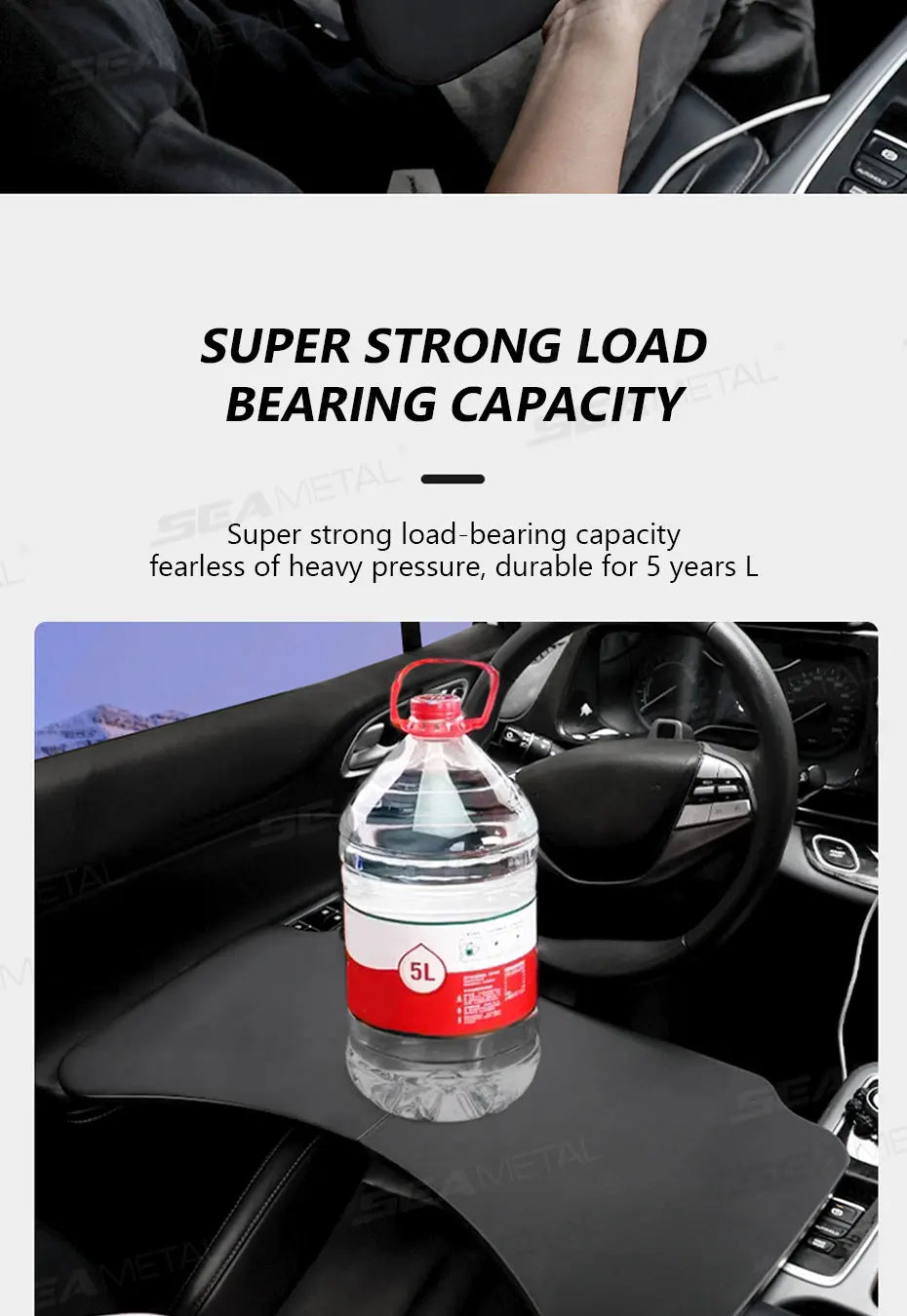 SEAMETAL Car Temporary Tray for Laptop Stable Large Load-Bearing Car Table Board Foldable Large Car Dining Table Drink Holder