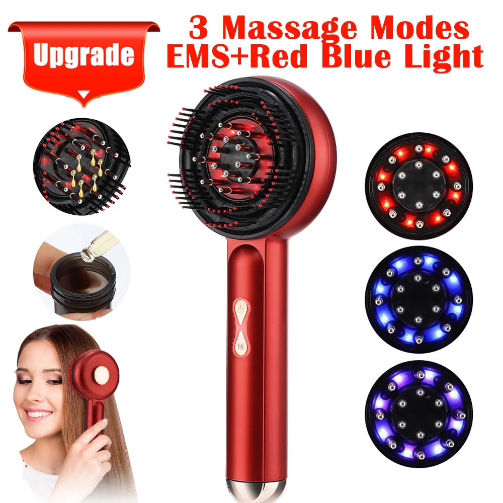 Electric Vibration Massage Comb Red Light Therapy Hair Growth Massage Scalp Brush Anti Hair Loss Liquid Oil Applicator Hair Care