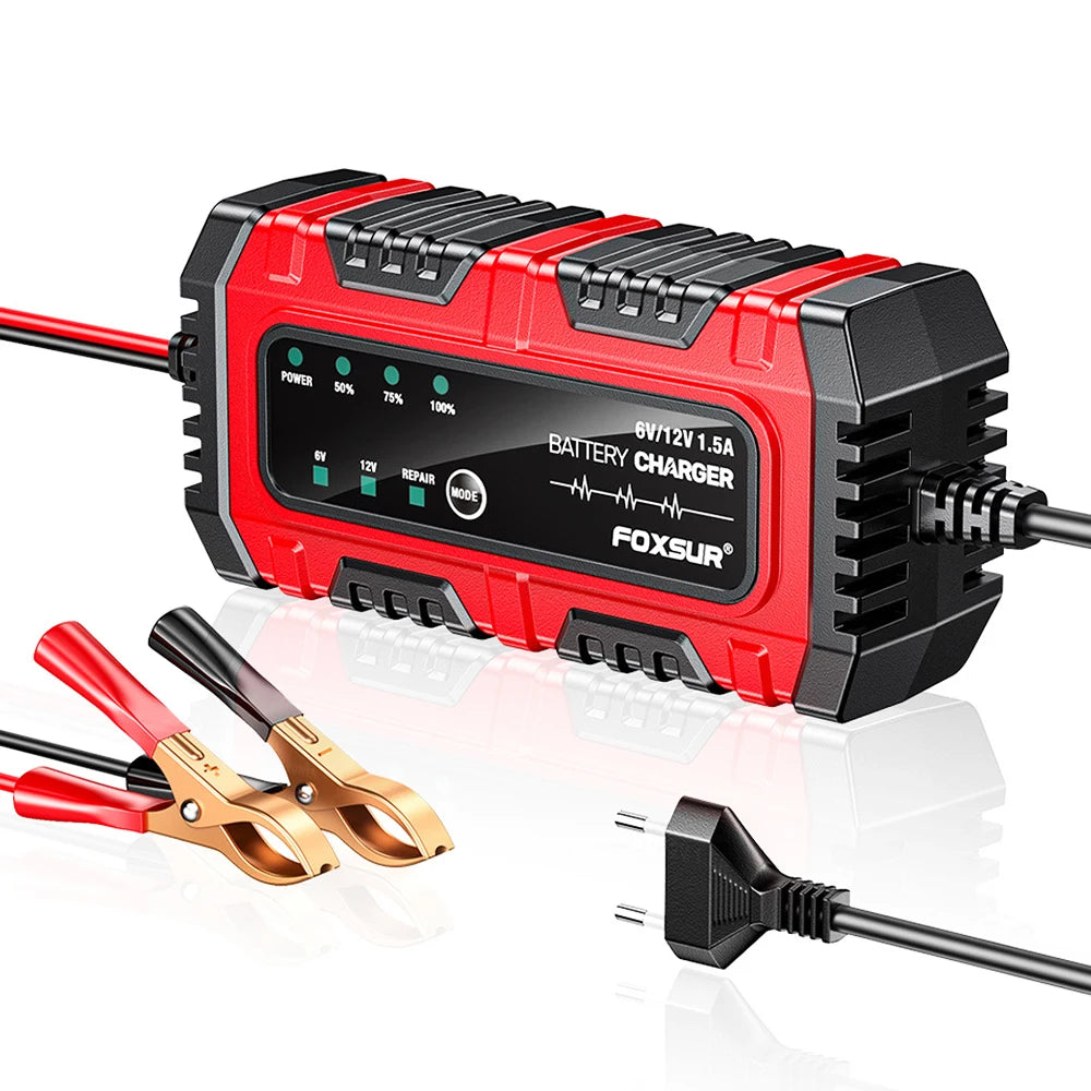 6 V / 12 V automaattinen akkulaturi, 1.5 A