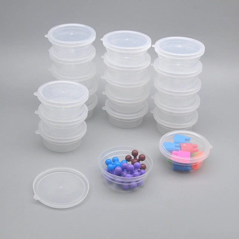 Pack of 20 Clear Round Storage Boxes, 6 x 6 x 2.5 cm