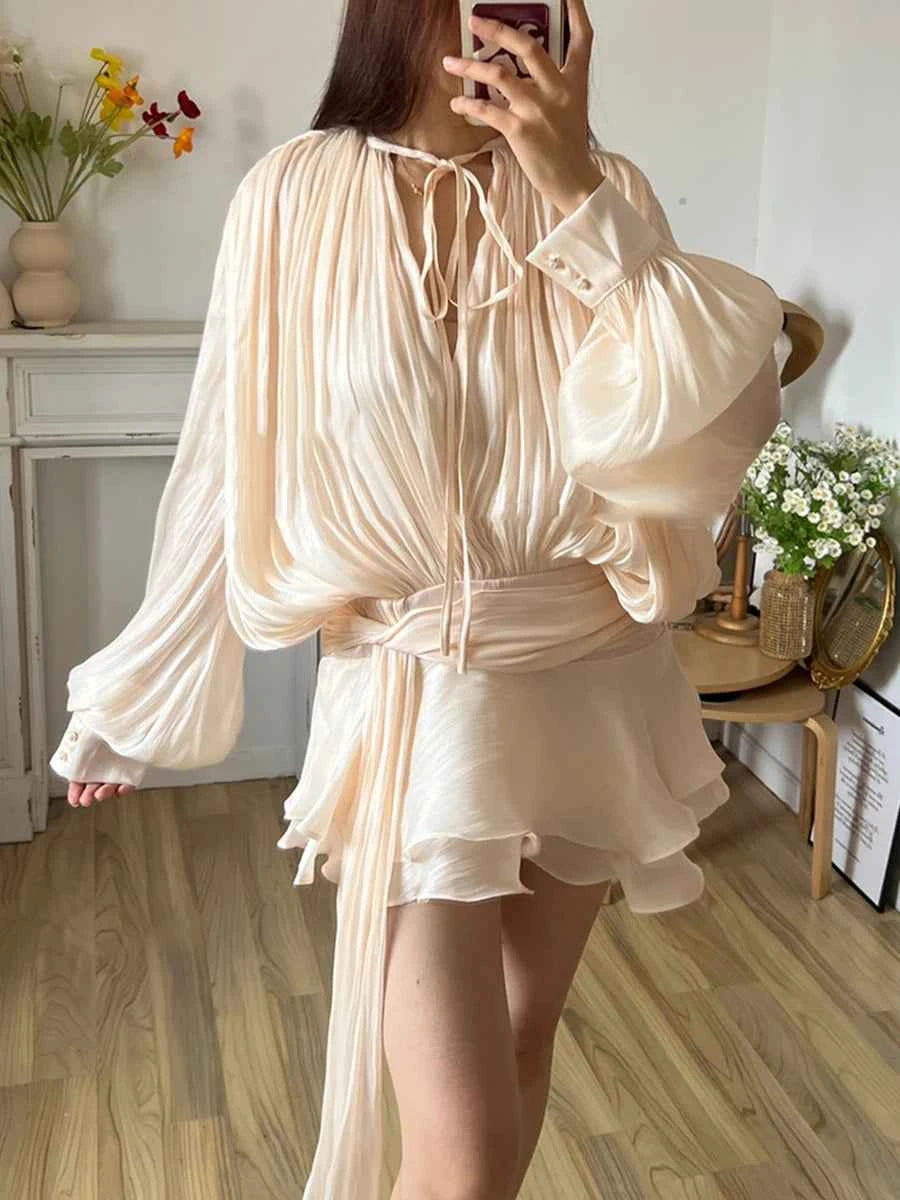 Women's Long-Sleeve V-Neck Mini Dress