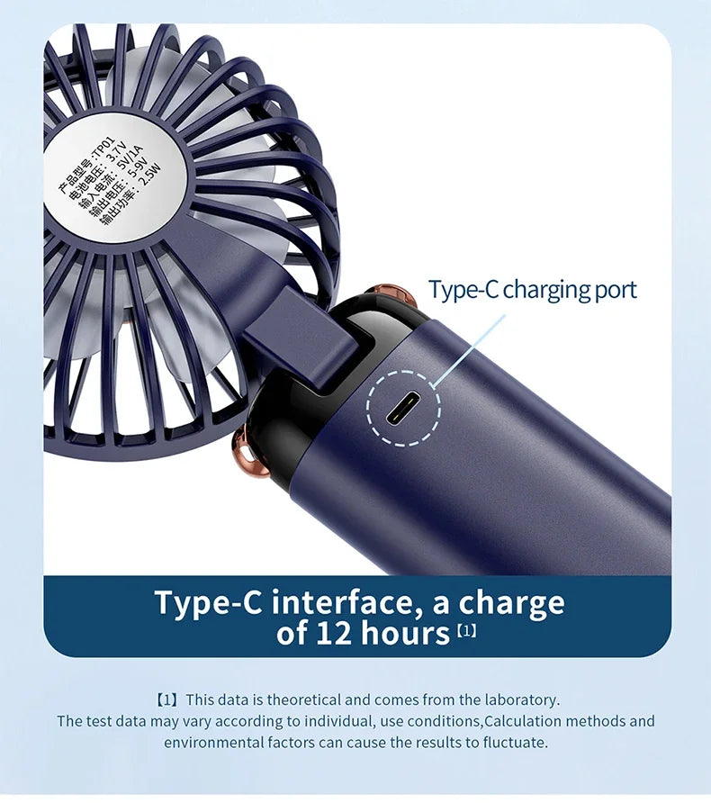 Foldable 5-Speed Handheld Mini Fan with LED Display
