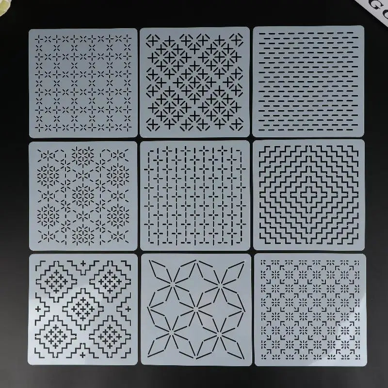 Reusable Sashiko Stitching Templates — 9 or 32 Pieces