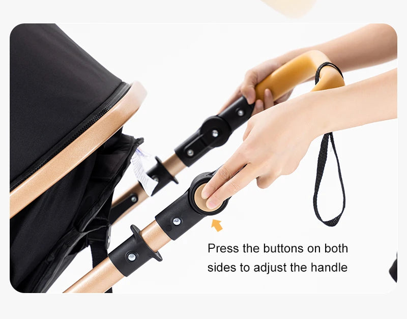 3-in-1 Luxurious Portable Baby Stroller with High Landscape Frame